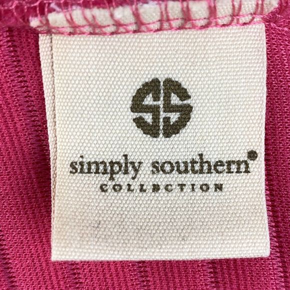 Simply Southern Quilted Pullover Sweatshirt Womens Medium Pink Blue Top Preppy - Picture 8 of 10
